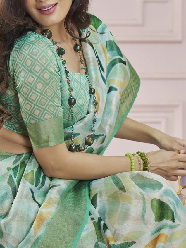 Floral Party Wear Saree - 1 - Image 1